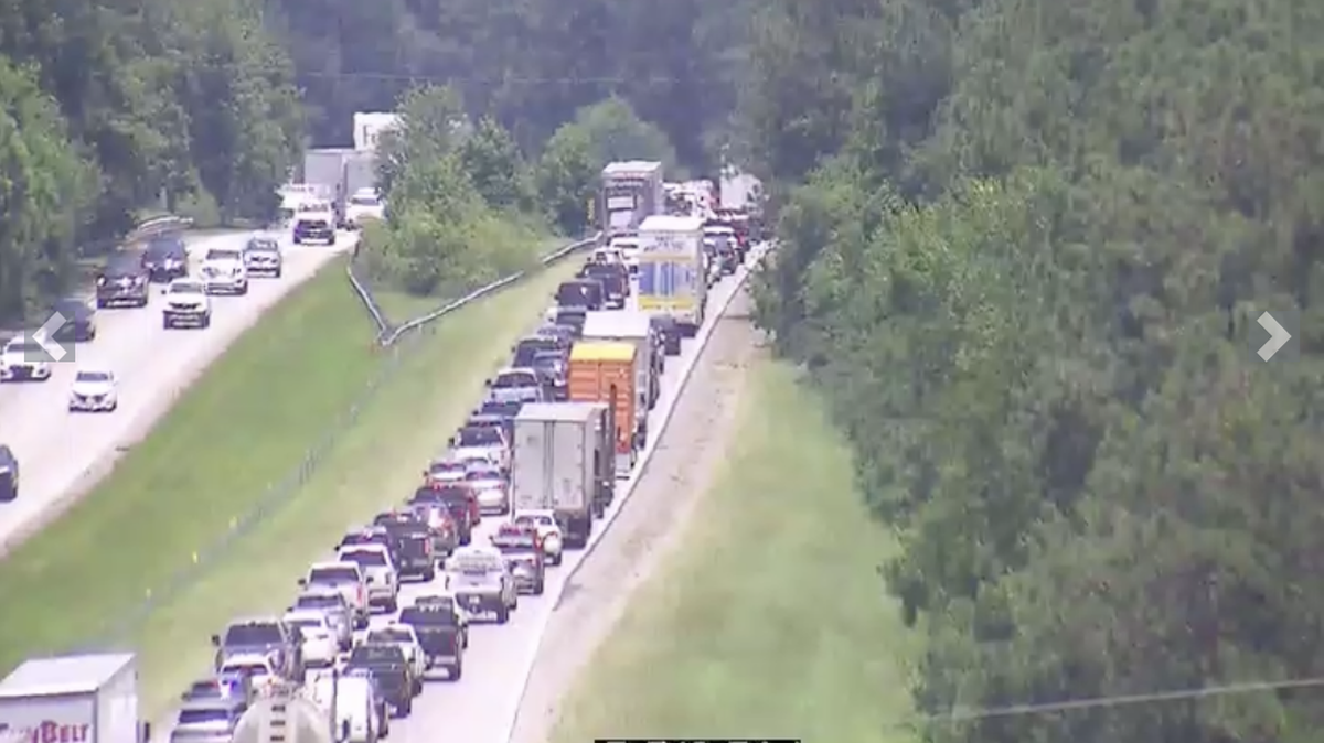Traffic on the northbound lanes of I-95 slowed to speeds of 20 mph or less near Hardeeville around 2 p.m. July 3, 2025, after a vehicle collision. Officials asked drivers to avoid both directions of the interstate in the area.