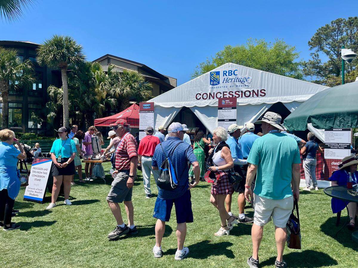 University of South Carolina Bluffton Hospitality students hosting their first full concession tent at the 2025 RBC Heritage Tournament Presented by Boeing on Thursday, April 17.