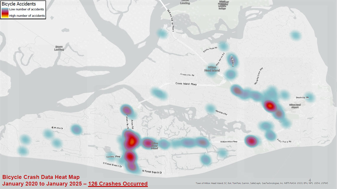 A heat map shows where bicycle crashes were logged most frequently between January 2020 and December 2025.