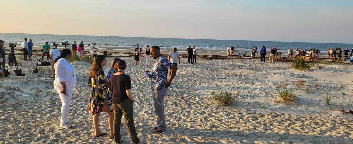 Today show host Craig Melvin, who’s from Columbia, S.C., chats on the beach prior to the third hour of the Today show Friday at Sea Pines Resort.