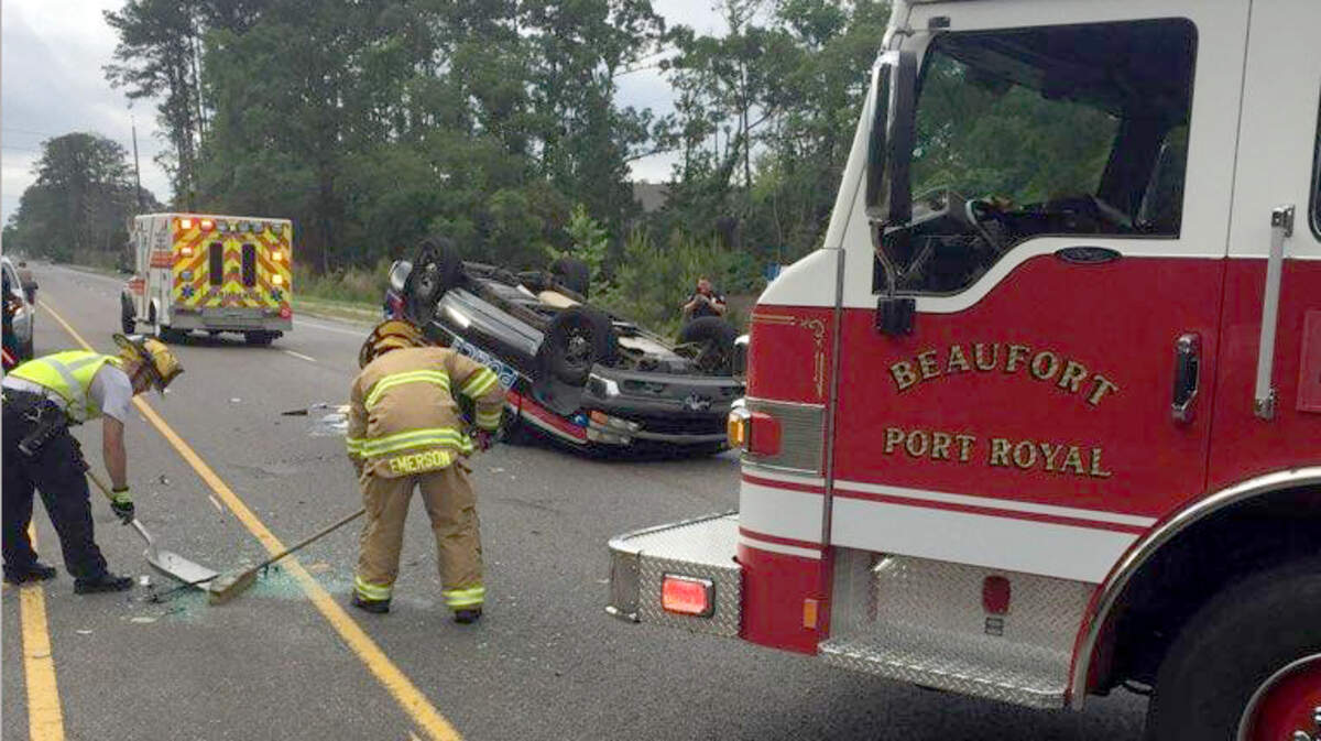 A Beaufort Police Department vehicle was involved in a rollover wreck Thursday morning at Baynard Road and Savannah Highway.