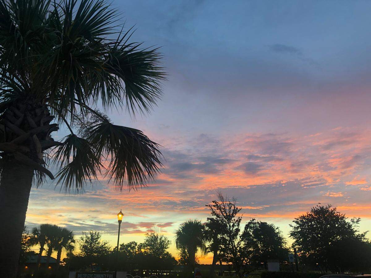 Sunset at Shelter Cove Community Park on Hilton Head Island.