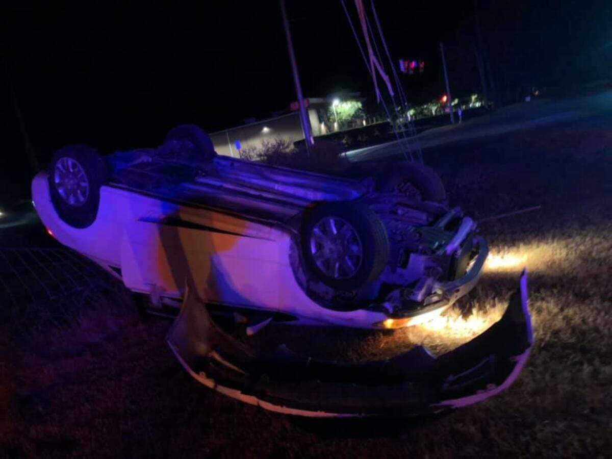 Alexus Dean’s car after she hit a slick patch and flipped on Oct. 7.