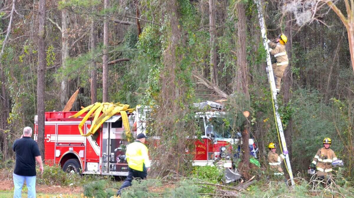 This photo of a wreck involving a fire truck on Ribaut Road in Port Royal was uploaded to Facebook by Lottie Campenella, with an accompanying caption that suggested the firefighters were not injured.