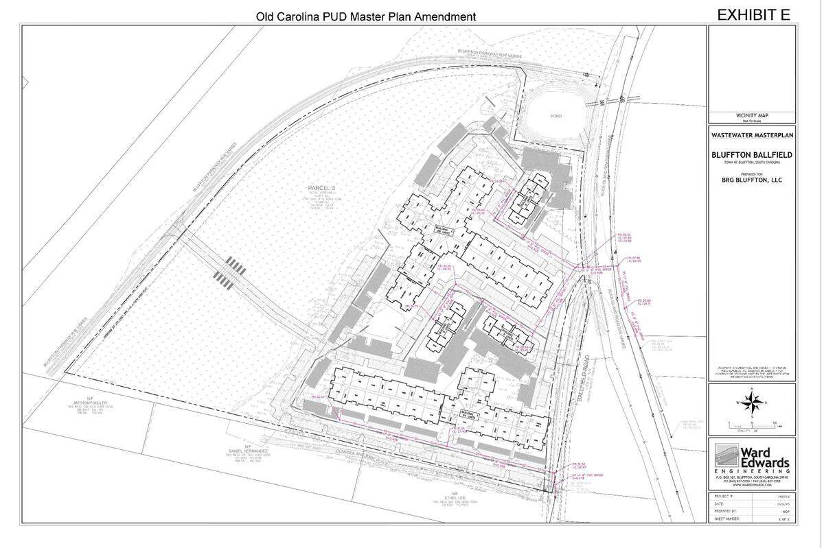 Site plans for the apartments proposed at the intersection of Buck Island Road and Bluffton Parkway.