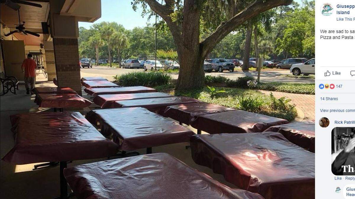 Giuseppi's Pizza and Pasta on Hilton Head Island, South Carolina, posted on Facebook Friday, June 1, 2018, about getting new tables after 34 years, and some of its fans were worried the restaurant was closing down.