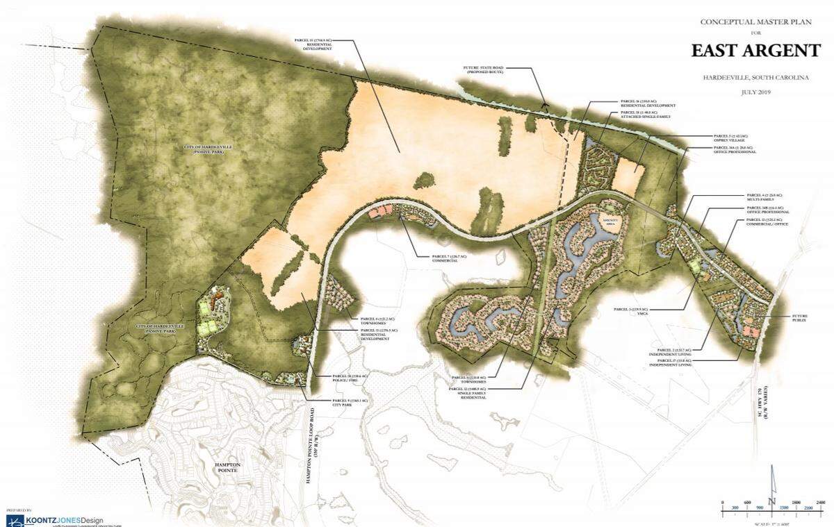 A conceptual map of the planned East Argent project in Hardeeville.