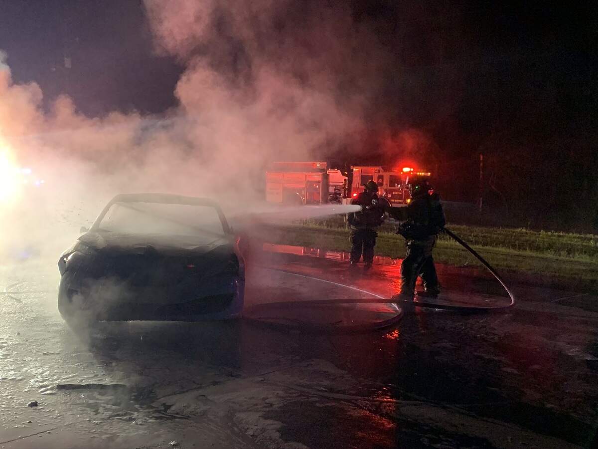 The vehicle fire on Seabrook Road is currently under investigation. The Hyundai Genesis was heavily damaged and no firefighters were injured in the process on April 17.