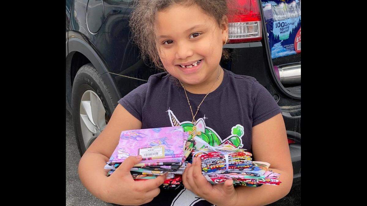 Avery Sheppard donated materials for the Masks 4 Heroes campaign in Beaufort County.