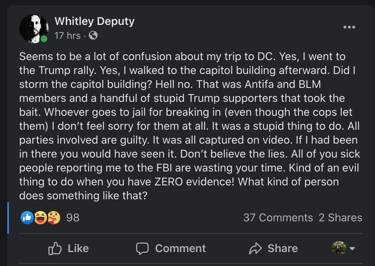 A screenshot from Whitley Deputy’s Facebook page.