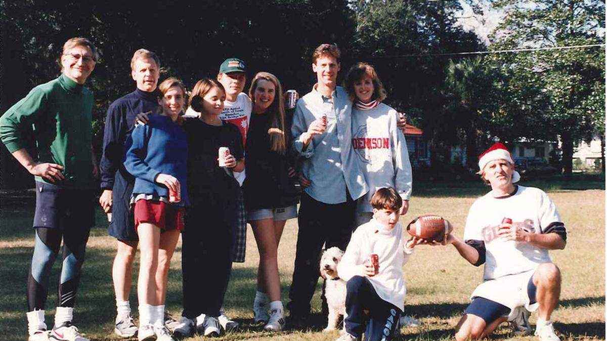 Taken in 1992, of Giants team.Left to right: Dr. Rob Rhodin, Dennis Bakke, Dr. Katherine Grace Hefner, Sydney Meeks Fowler, Justin Tupper, Chilton Simmons, Drs. Chip and Theresa Wiper, Andrew Baysden and Dr. Gene Grace.