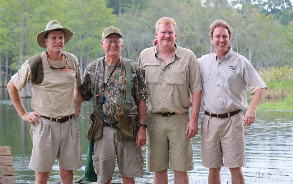 Randolph Murdaugh III (center left) poses for a photo with his three sons, Randy Murdaugh (far left), Alex Murdaugh (center right), and John Marvin Murdaugh (far right). The photo was posted to Facebook in 2016.