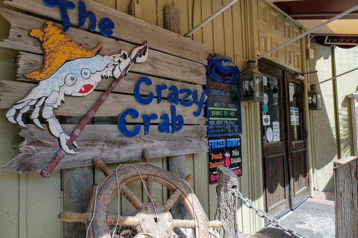 The entrance to The Crazy Crab restaurant as seen on Thursday, April 8, 2021 located in Harbour Town in Sea Pines on Hilton Head Island.