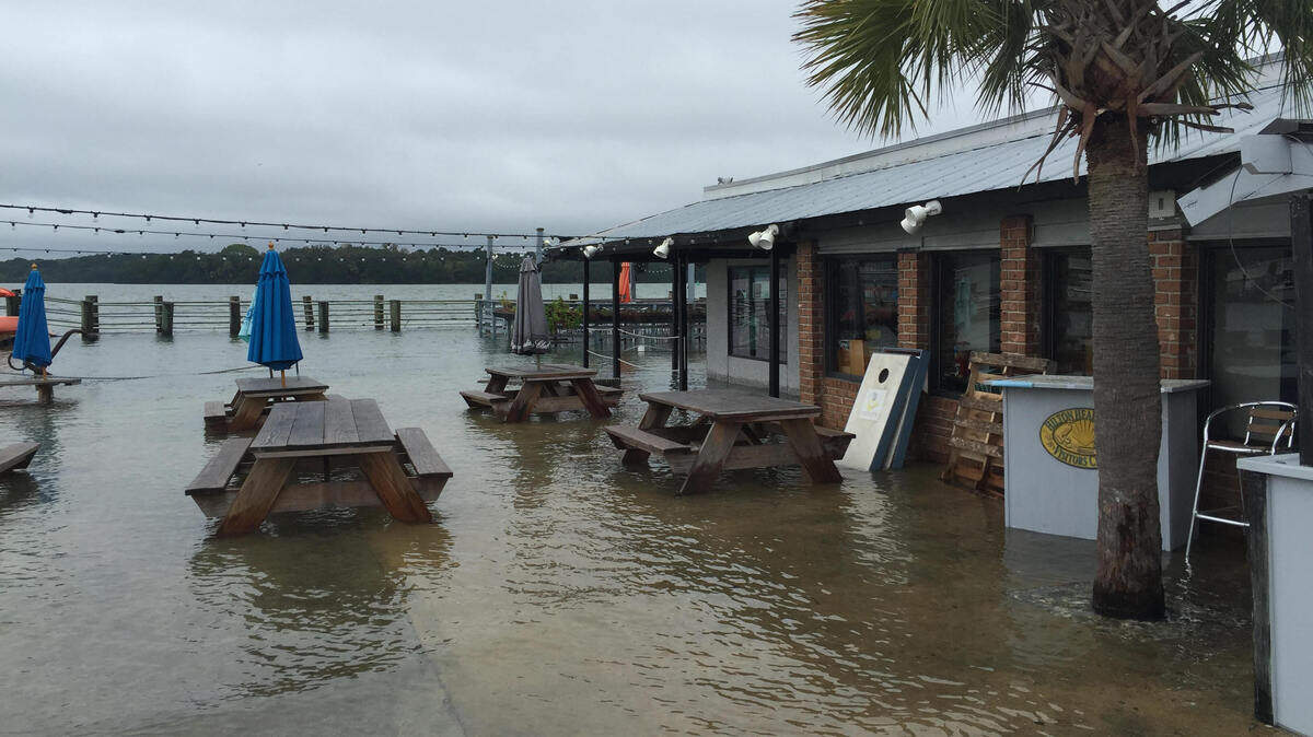 An Oct. 27, 2015, king tides caused flooding around 9:30 a.m. at Hudson's on Hilton Head Island.