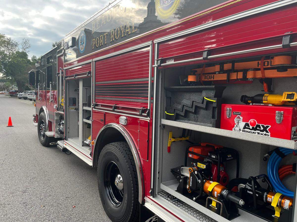 A new Beaufort-Port Royal Fire Department pumper contains storage space for equipment such as the Jaws of Life.