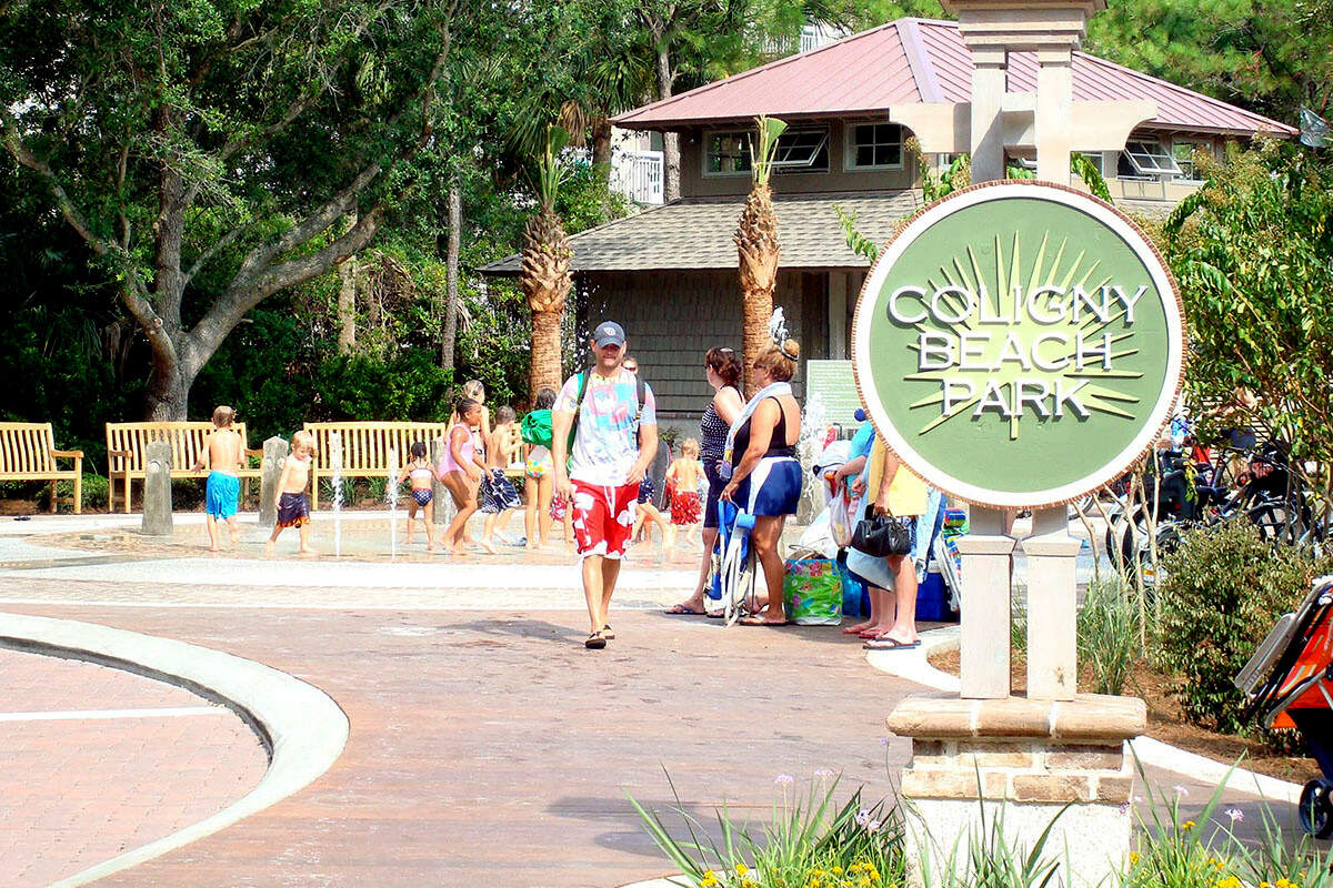 A sign marks the entrance to Hilton Head Island's Coligny Beach Park.