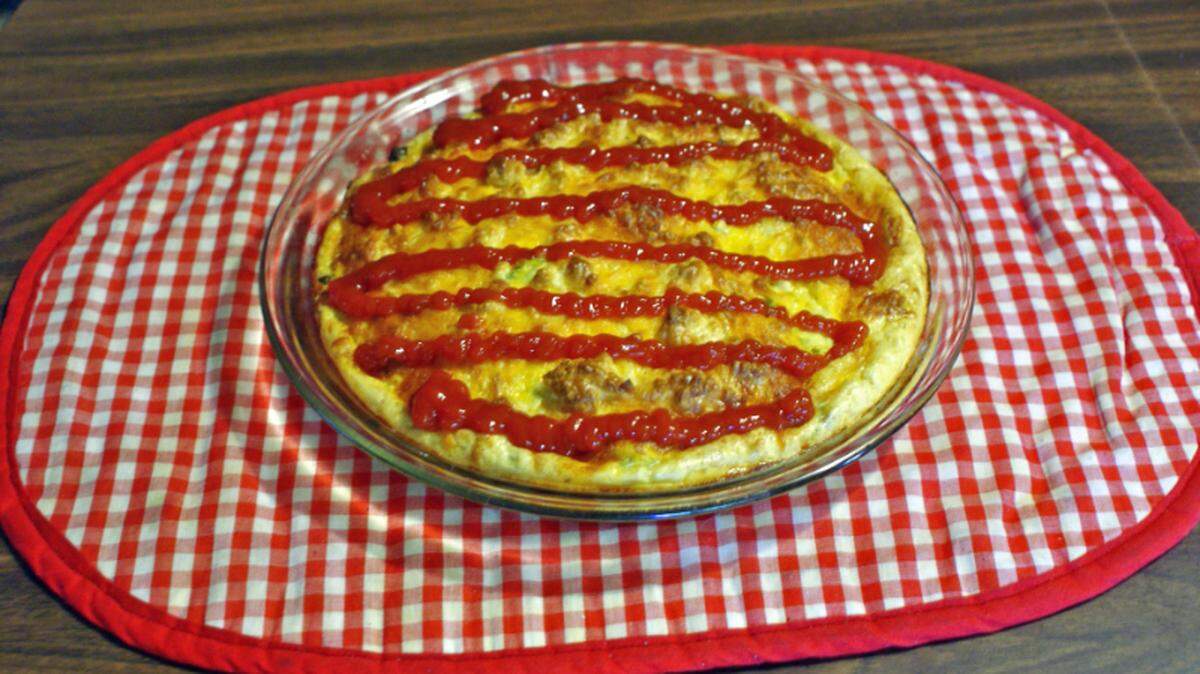 The finished product of invented ‘Jean’s Easy Krystal Cheeseburger Pie’ looks, and is, good enough to eat.