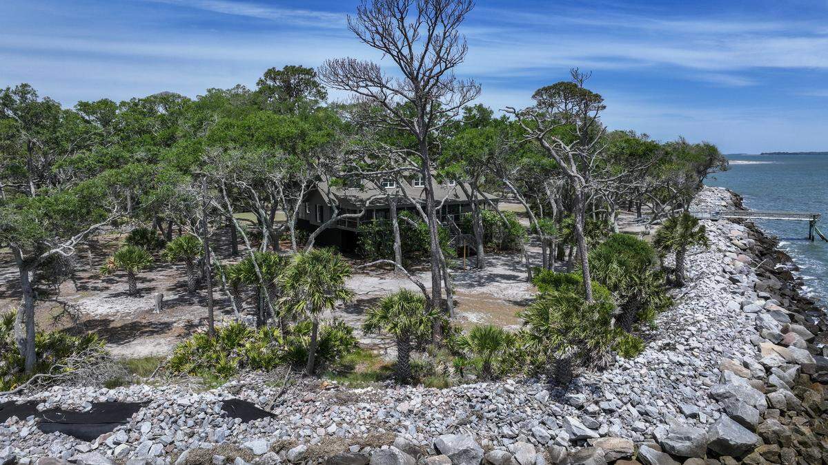 This photo shows the former home of Ted Turner photographed on May 8, 2026, on St. Phillips Island a barrier island now owned by South Carolina State Parks.