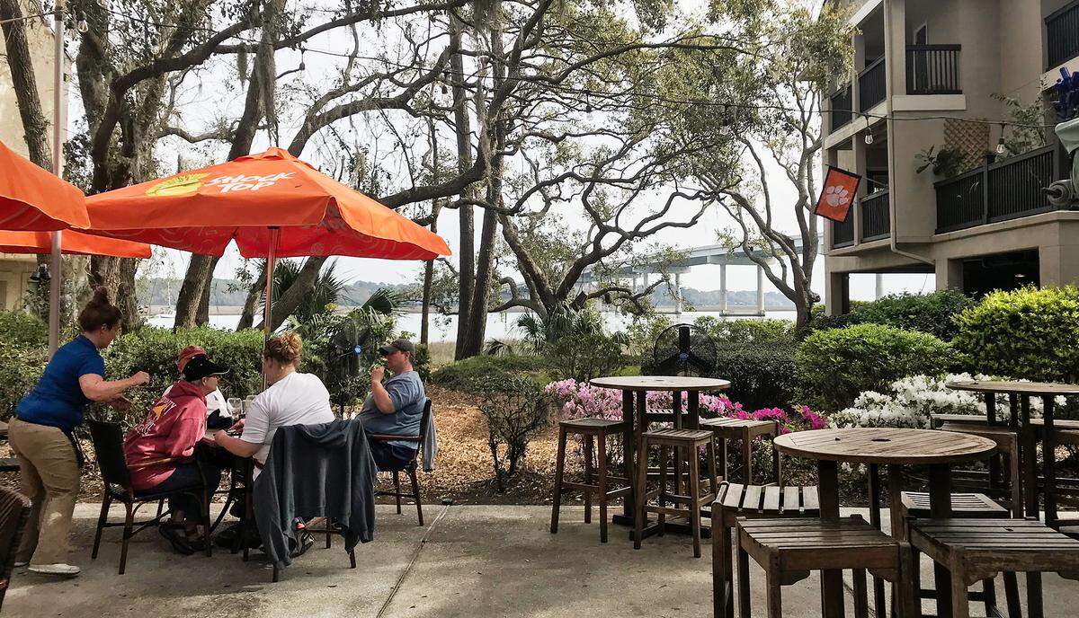 Lunch is served in the courtyard at The Black Marlin Bayside Grill.