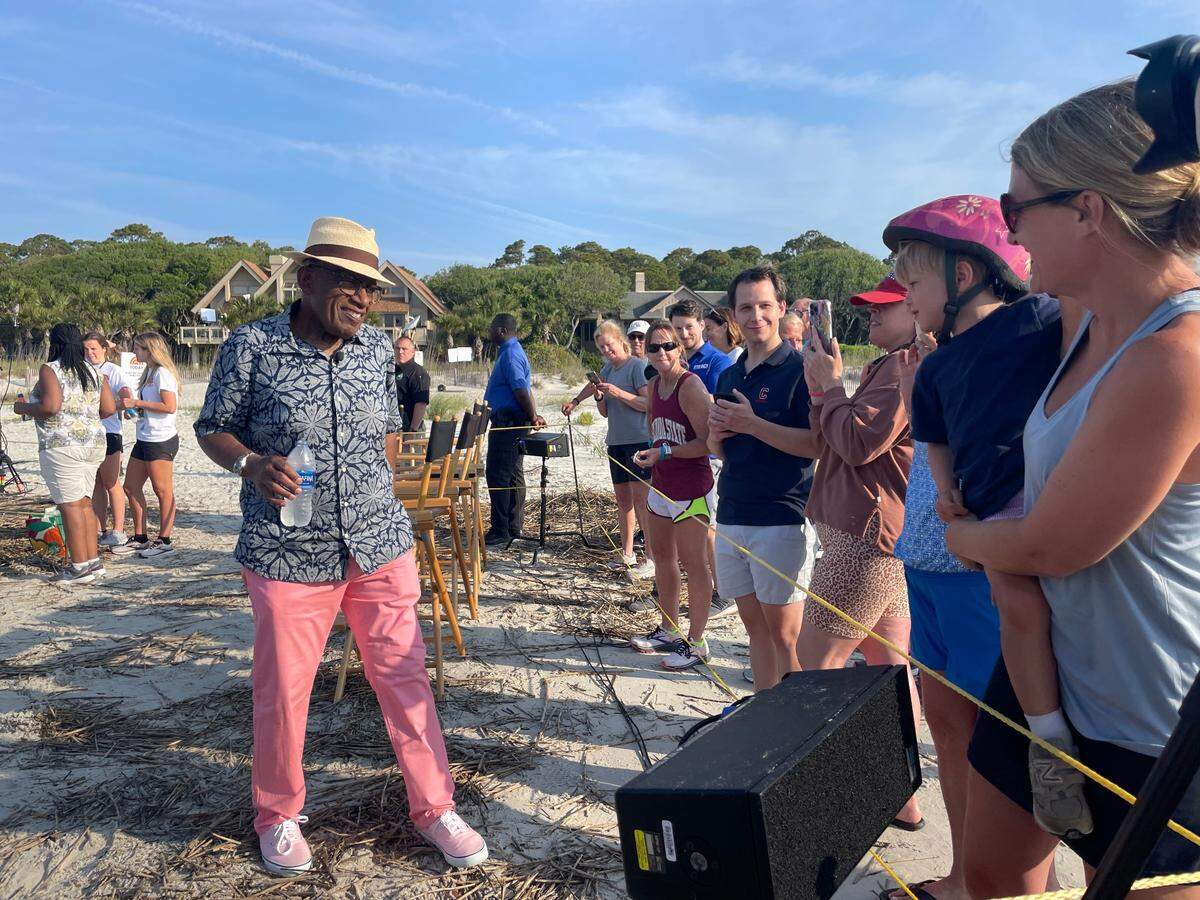 “Today” show’s Al Roker talks to audience members on Hilton Head beach Friday morning.