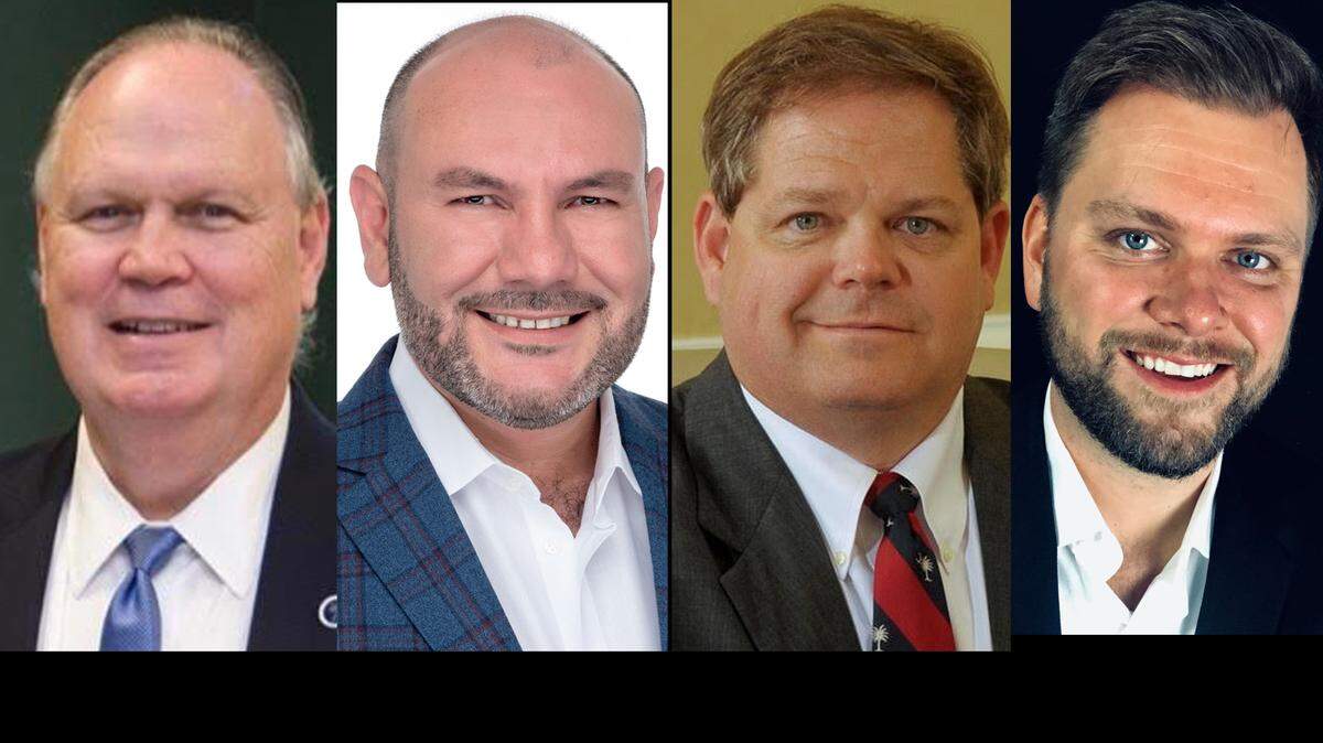 District 123 incumbent Rep. Jeff Bradley (R), from left, against challenger Mario Martinez (D) and District 120 incumbent Weston Newton (R), against challenger Ryan Martz, (D).