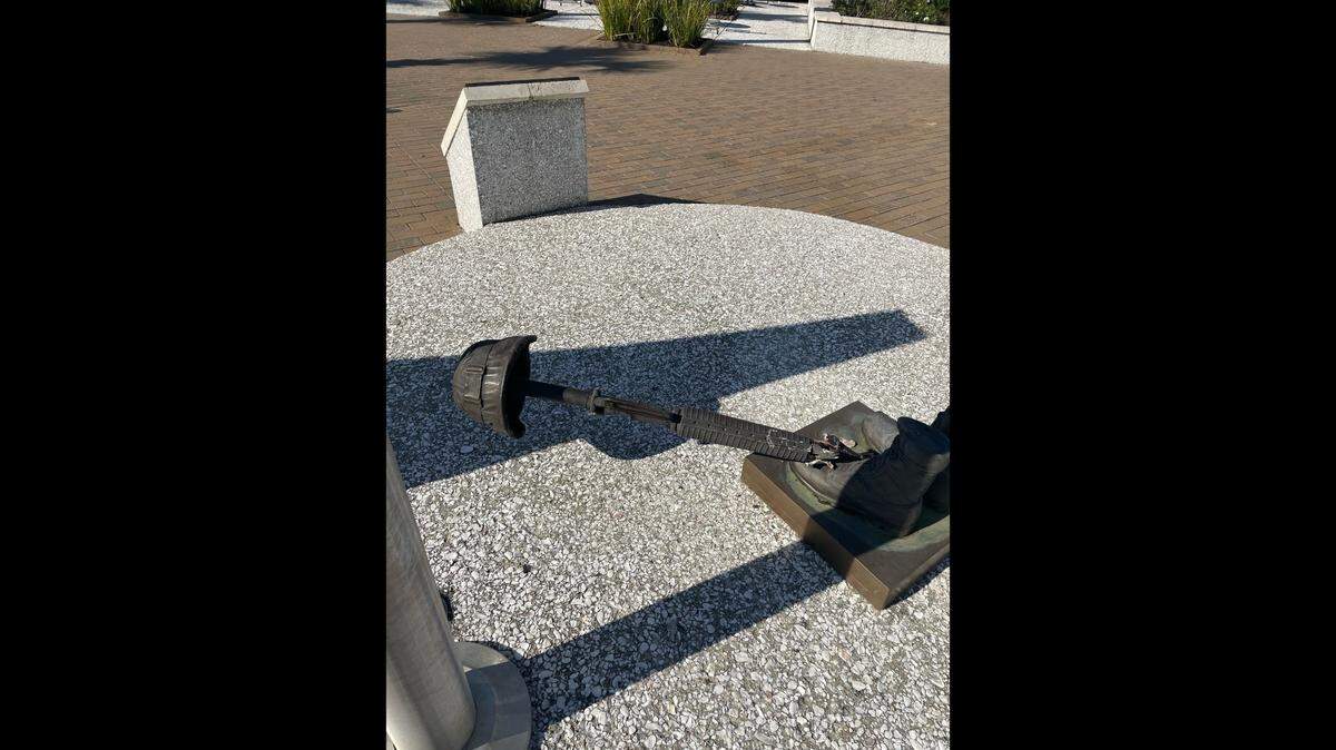 Karalee Sousek is charged with malicious injury to property and indecent exposure after knocking over and urinating on the statue Thursday.
