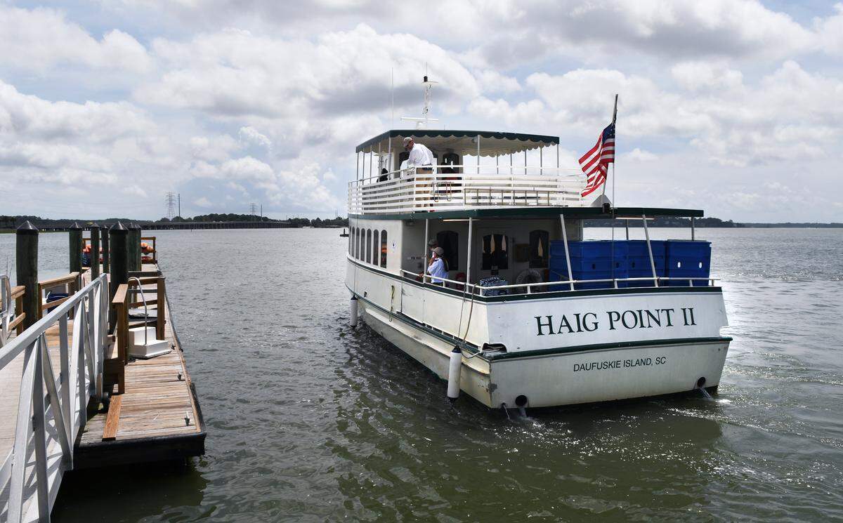 The Daufuskie Island Ferry, operated by Haig Point, sidles up to the dock of the former Sea Trawler restaurant next to Buckingham Landing in Bluffton. The restaurant property and its dock — which was recently purchased by Beaufort County — is being used as the ferry’s mainland embarkation point.