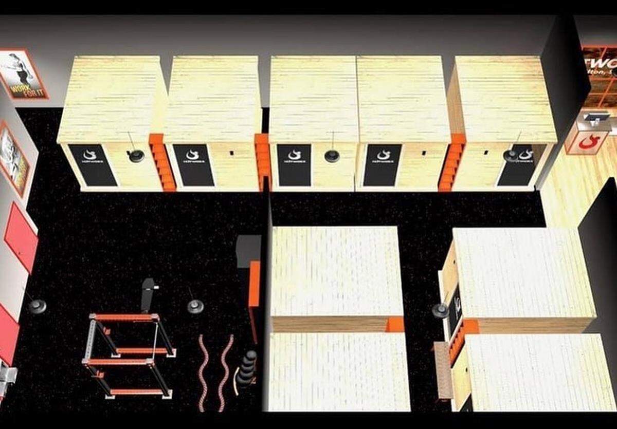 This conceptual drawing shows the infrared saunas at Hotworx, which is expected to open in May in Bluffton.