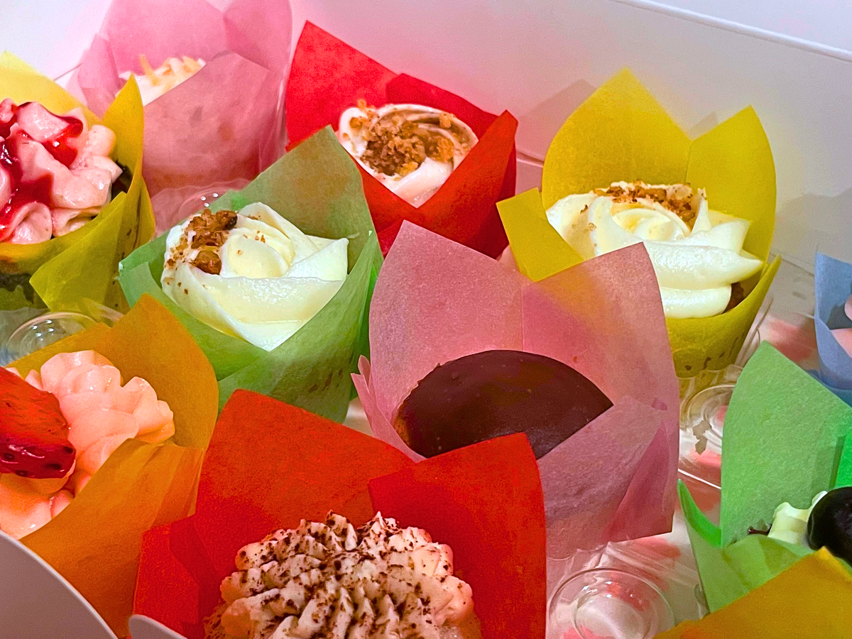 Petite Sweets offers an assortment of decadent flavors such as chocolate strawberry, coconut, Boston cream, tiramisu and carrot cake.