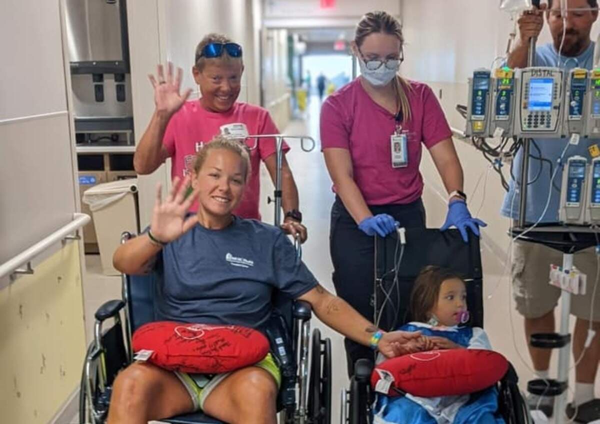Sara Cathey, a Beaufort County paramedic, and her niece Natalyn after the transplant on July 6.