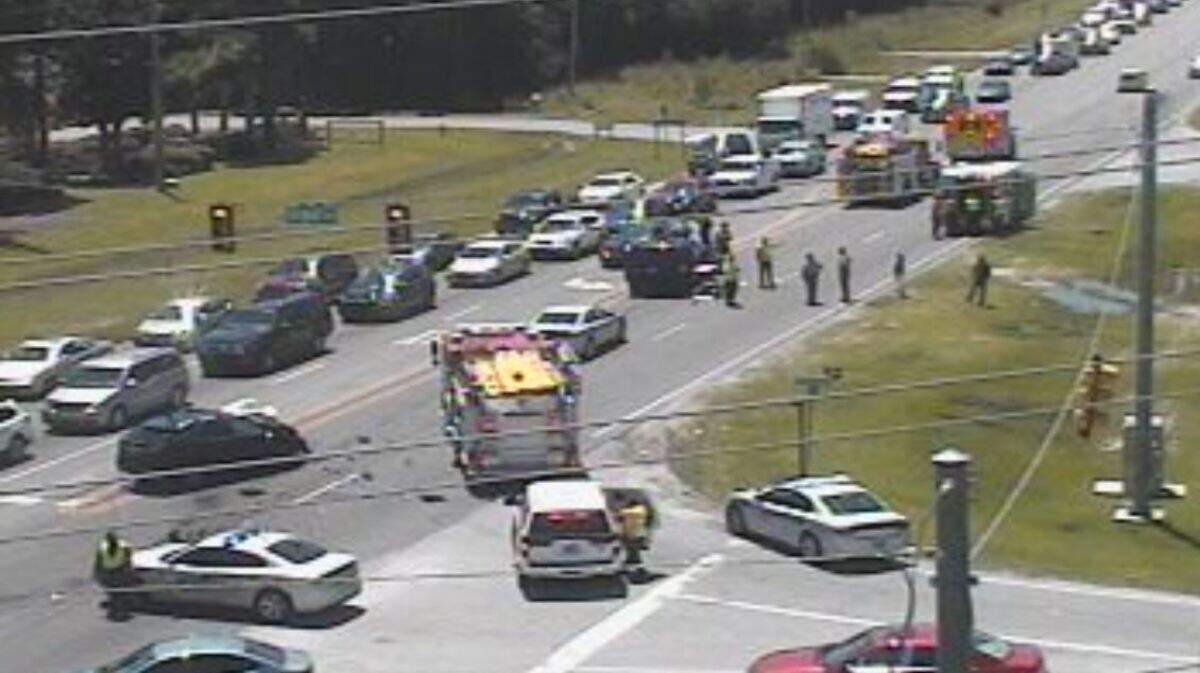 An accident at near Tidewatch Drive blocked lanes on S.C. 170 around noon on Friday.
