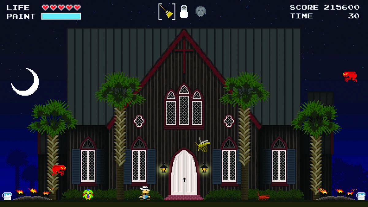 Sneak peek rendering of Canada’s version of Bluffton’s The Church of the Cross in the video game Bugs ‘N Boo Hags.