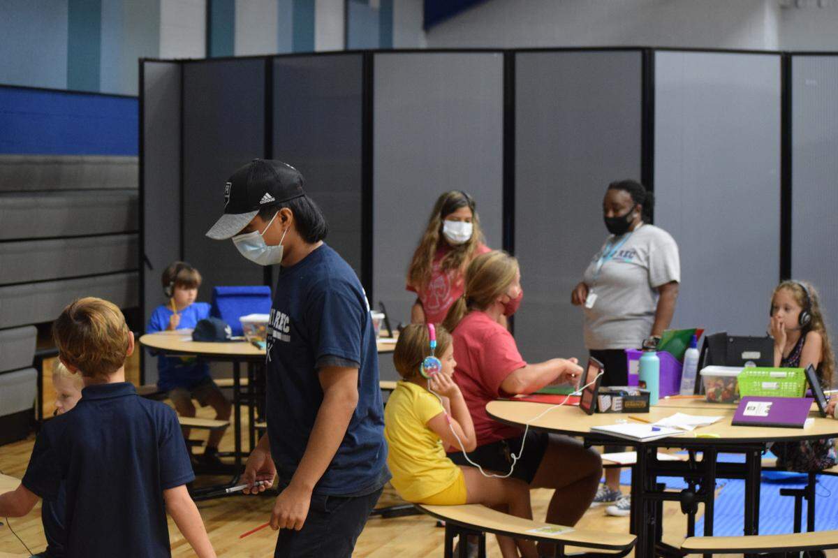 First graders attending a program at the Hilton Head Island Recreation Association on Sept. 8, 2020 asked staff members questions about Zoom on the first day of online-only classes in Beaufort County public schools.