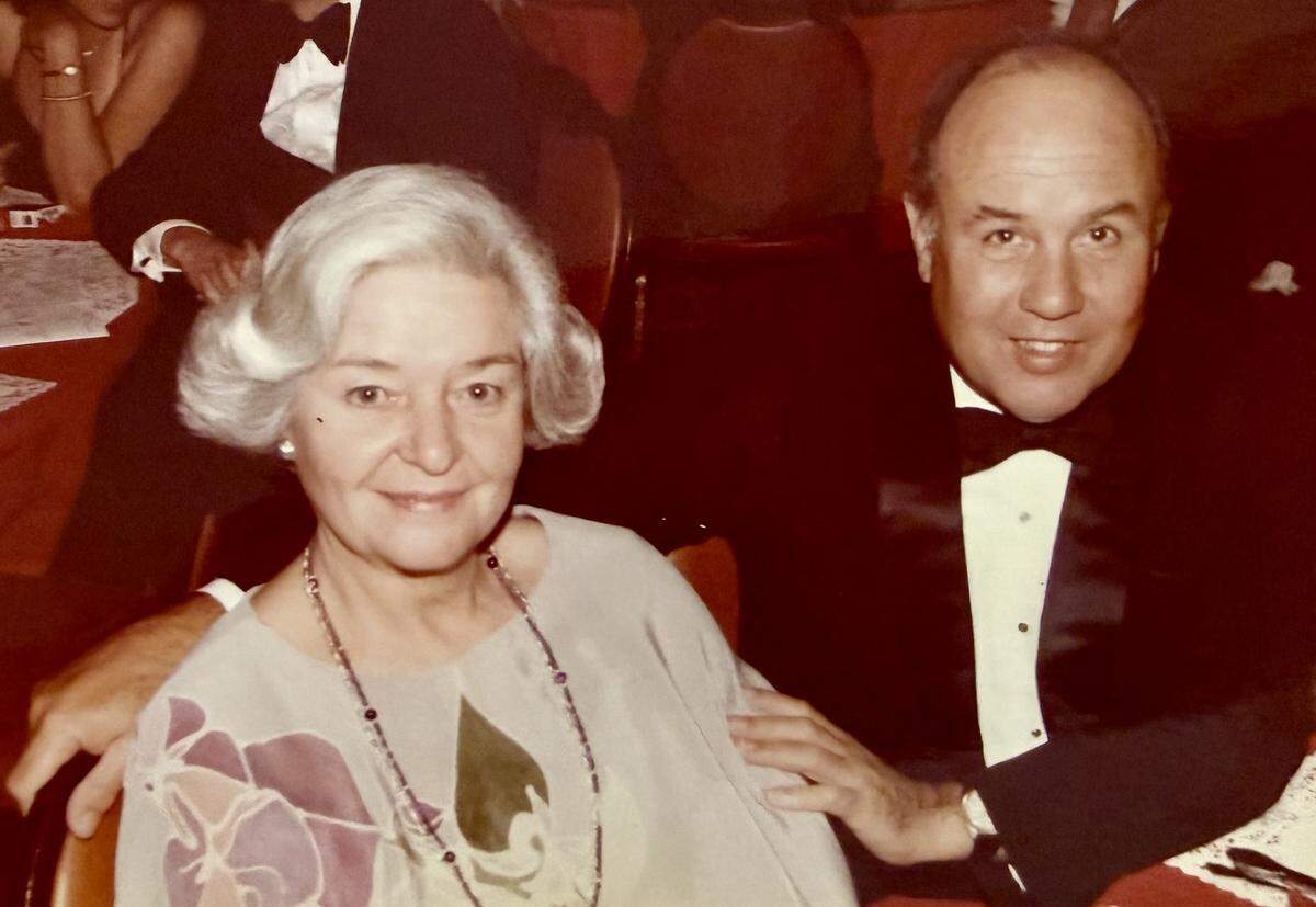Becky Fraser and her husband, Joe Fraser Jr., at a black-tie event at the William Hilton Inn.