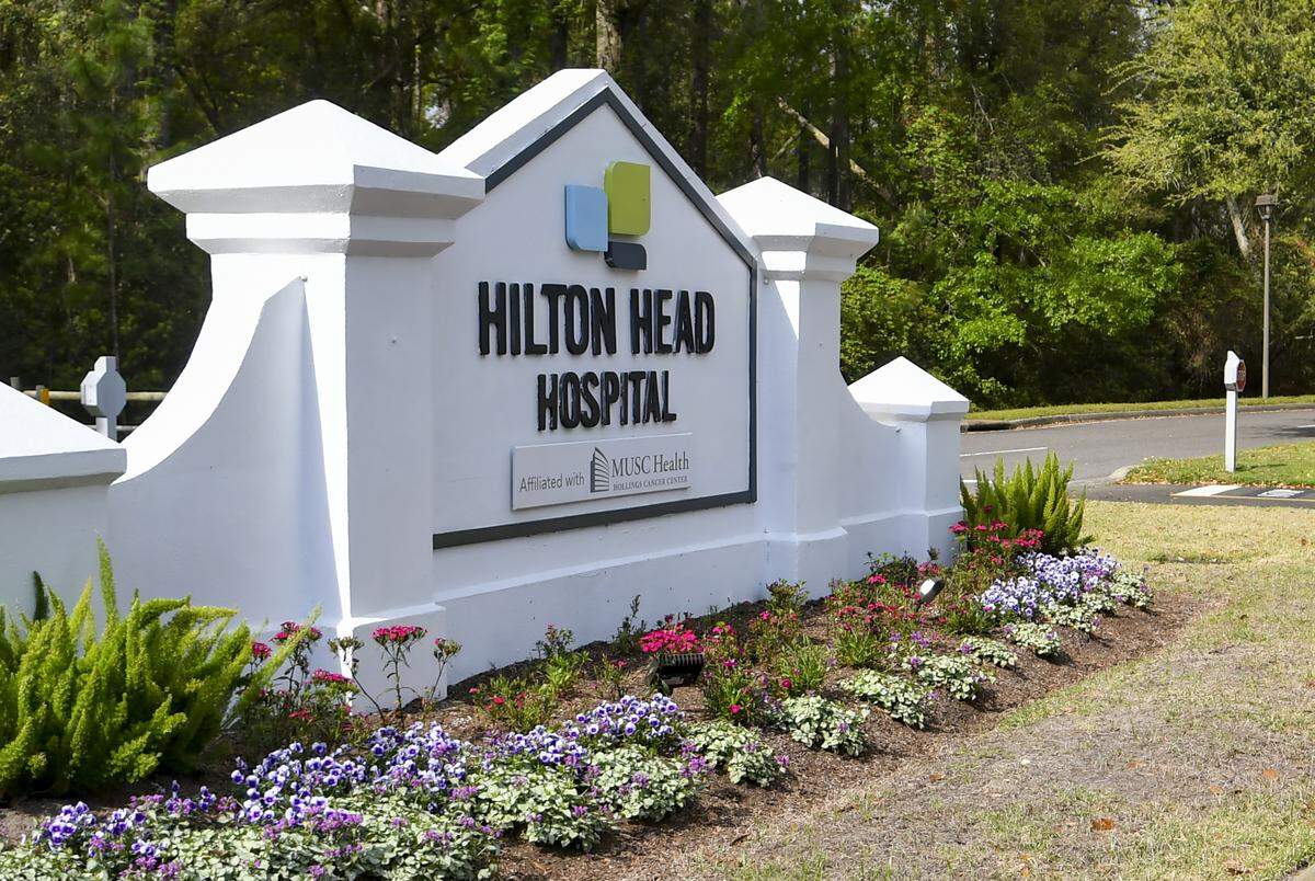 The sign to Hilton Head Hospital, as seen on Friday, March 27, 2020, along Beach City Road on Hilton Head Island.