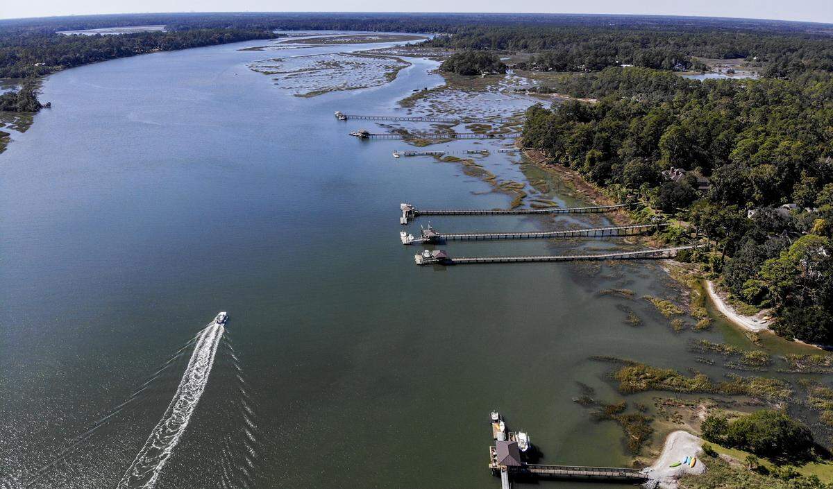 A 2019 report by USCB shows that fecal coliform levels in Bluffton’s May River continue to worsen keeping shellfish fishing off-limits. This view of the May River as seen on Nov. 1, 2019 is looking upstream just west of the Bluffton Oyster Factory Park, the area where five water quality testing stations continue to show elevated pollution levels.
