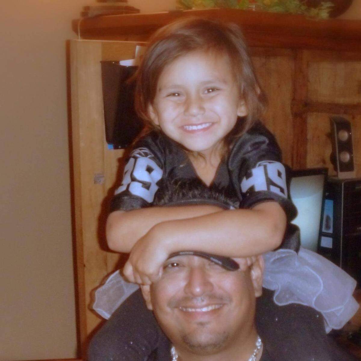 Austin Harris and his daughter Dakota, both decked out in Las Vegas Raiders gear. Austin Harris was a lifelong Raiders fan. He died Dec. 17, 2020.