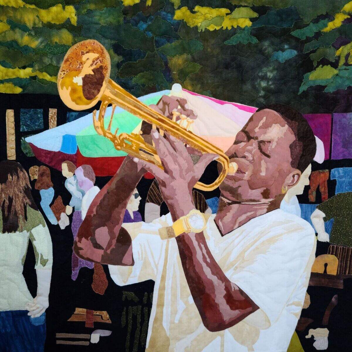 “Jazz Man” is by Peg Weschke, one of the members of the Art Quilters of the Lowcountry.