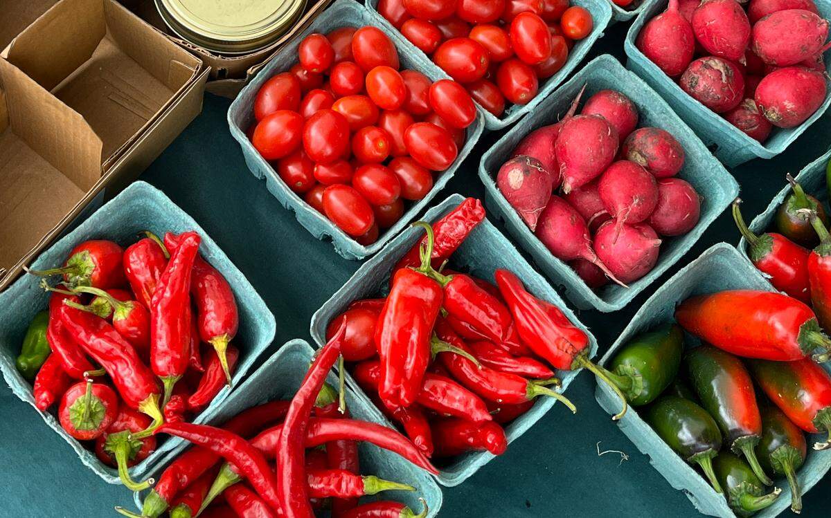 Produce on Tuten Farm’s stand at Bluffton Market. Tuten offers a variety of fruits and vegetables grown on his farm in Hampton county.