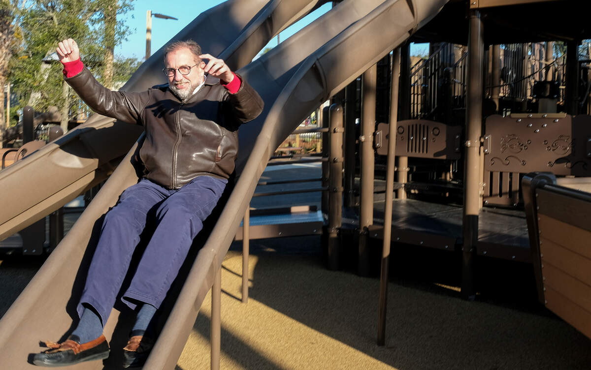 Retiring Hilton Head Island town manager Steve Riley slides down from the helm of the “Adventure” at Lowcountry Celebration Park on Friday, Dec. 18, 2020 on the southend of Hilton Head Island. After being with the town for 29 years, 26 of those as town manager, Riley will retire at the end of 2020. “People ask me how many days (until retirement) and I tell them, I don’t count days, I count council meetings.“ he said with a smile as he walked the grounds of the island’s newest park.