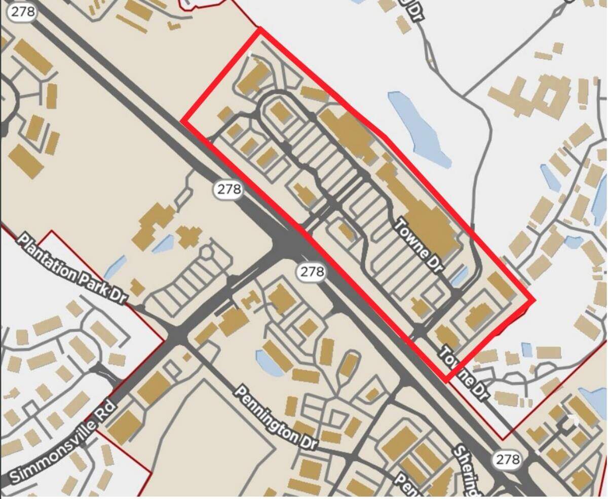 A map of Bluffton’s Belfair Towne Village along U.S. 278 where an indoor K-1 Speed go-kart facility is proposed.