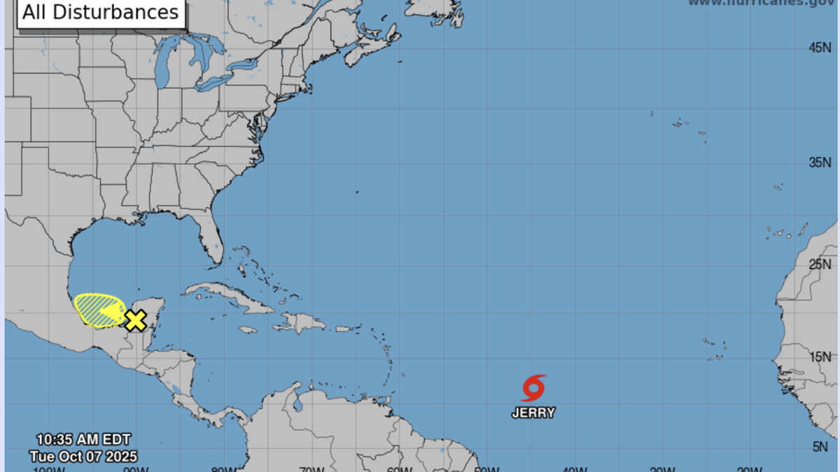 The National Hurricane Center is tracking Tropical Storm Jerry and a disturbance in the Gulf as of 11 a.m. on Oct. 7, 2025.