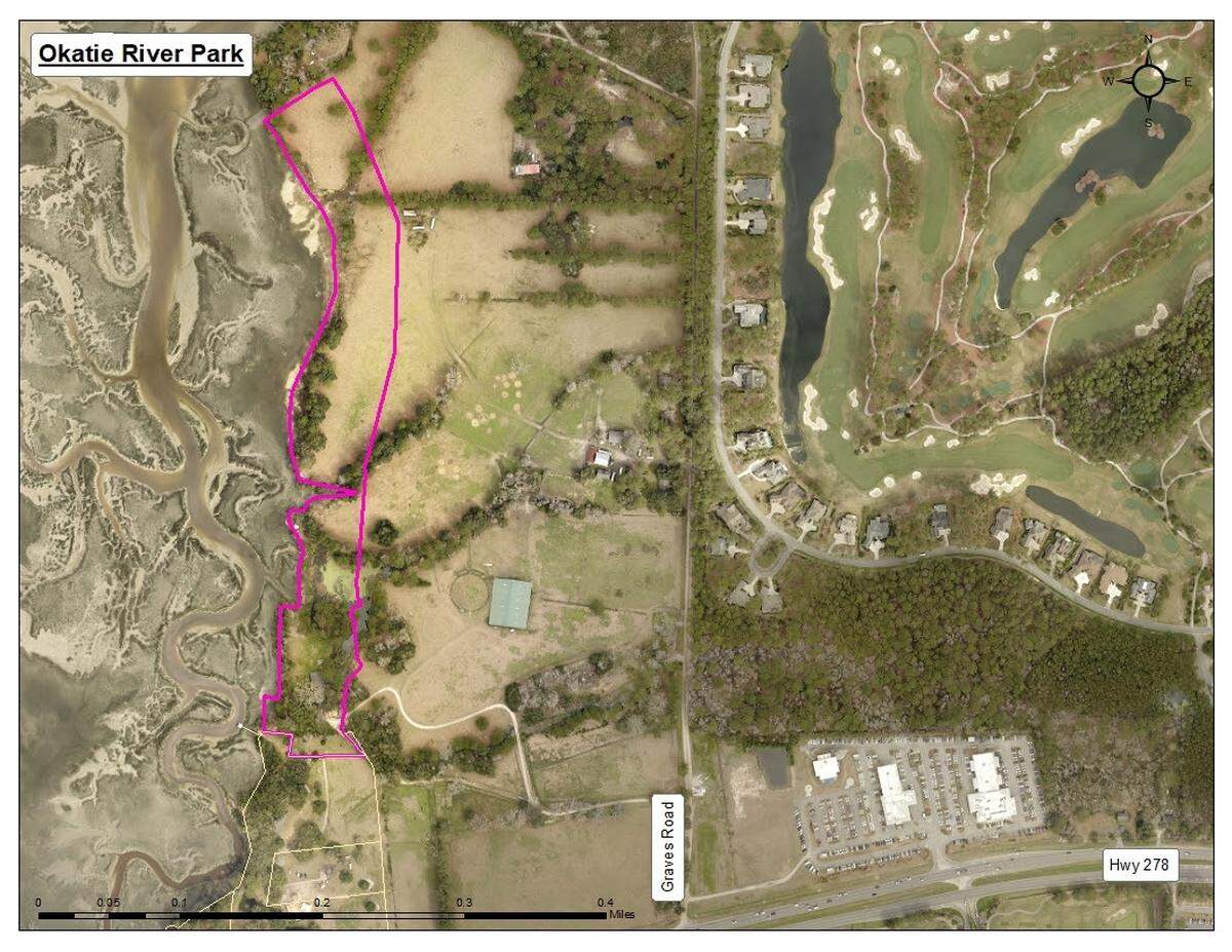 A map of the proposed Okatie River Park in Bluffton.