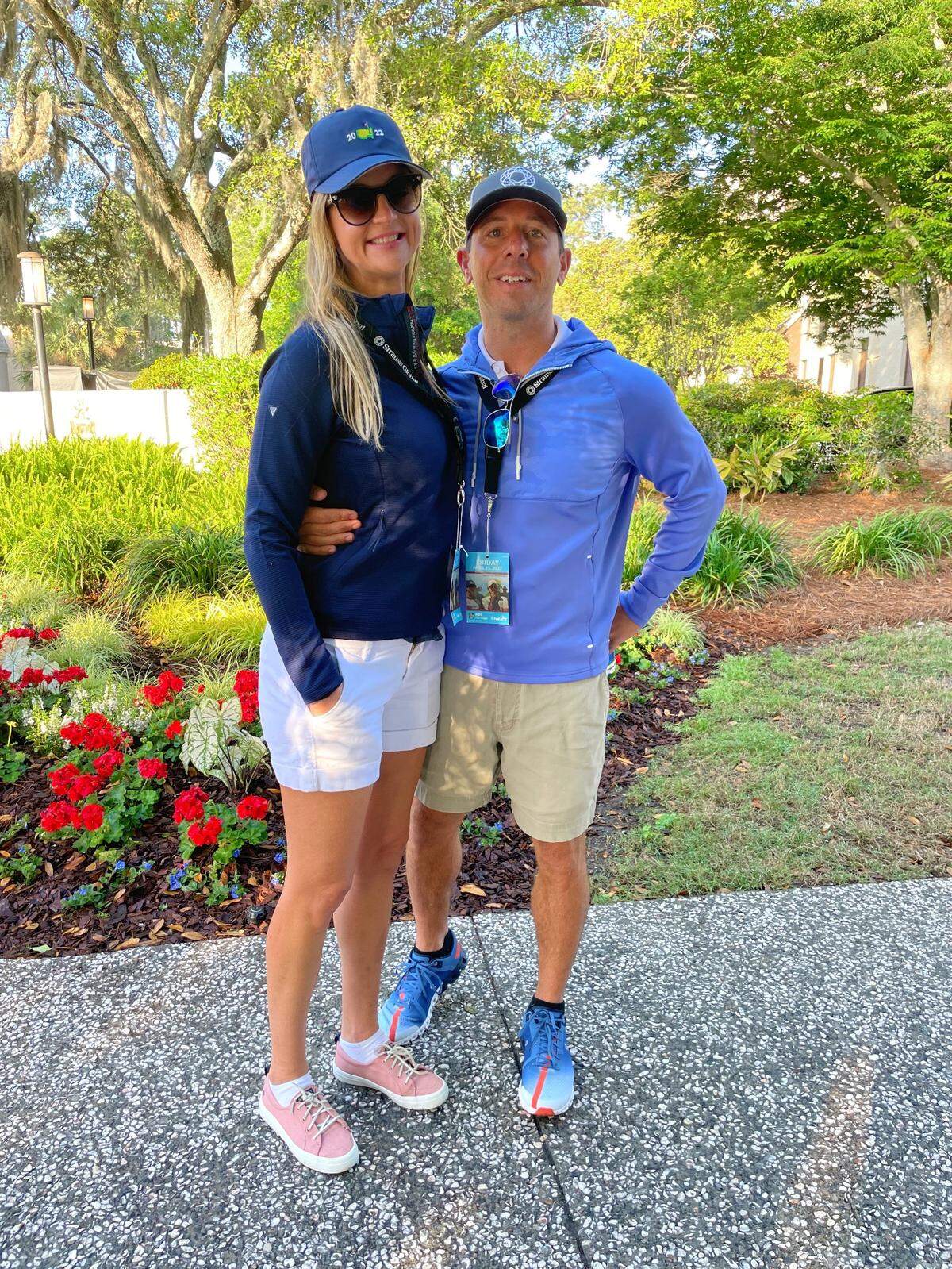 Rebecca and Peter Strauss pose for a photo as they enter the 2022 tournament on Friday, April 15, 2022.