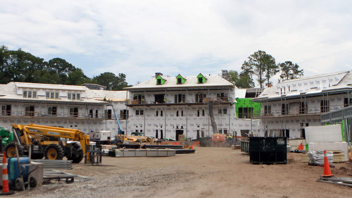 The new 3-story Low Country style Inn at Palmetto Bluff is currently under construction with an anticipated completion date of September 2016 according to Christine Wrobel, the public relations and marketing manager for The Inn at Palmetto Bluff.