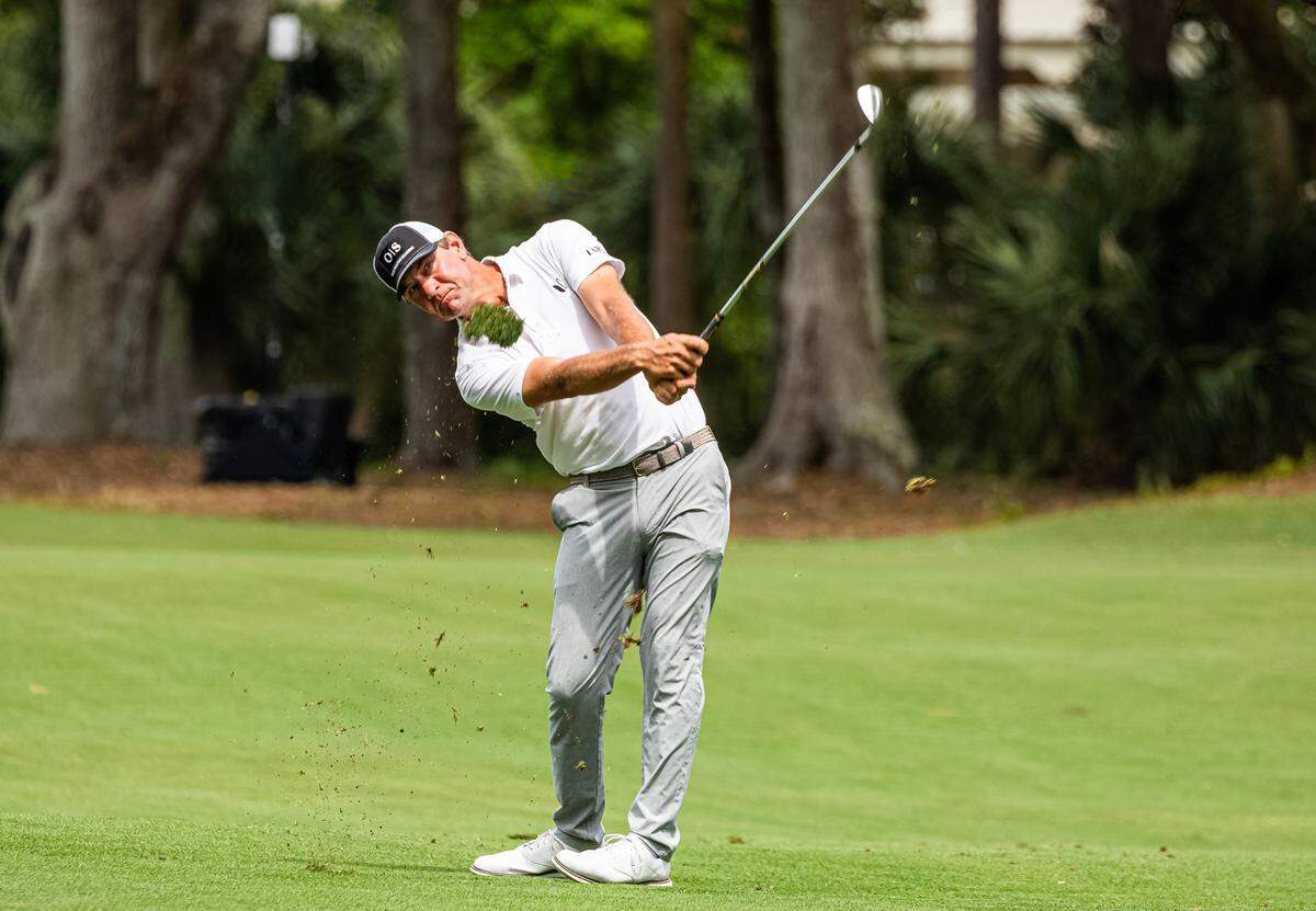 Lucas Glover on the 1st hole during the 3rd round of the RBC Heritage Presented by Boeing on Saturday April 16 2022 at Harbour Town Golf Links in Sea Pines on Hilton Head Island.