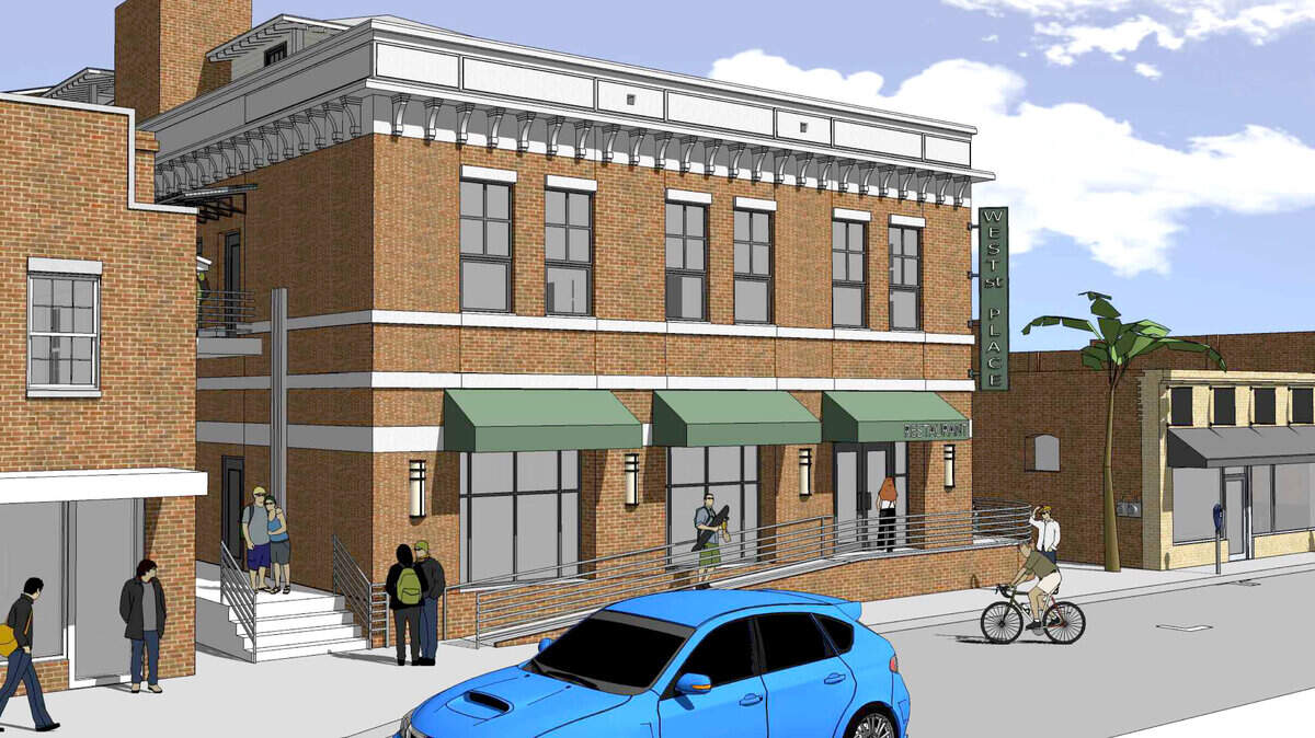 An elevation drawing from West Street looking at the proposed development named âœWest Street.â Designs from architect show three retail suites on the first floor, with apartments located above. Plans show that a penthouse apartment on the top floor would be set back from the top to disguise the space from the street.