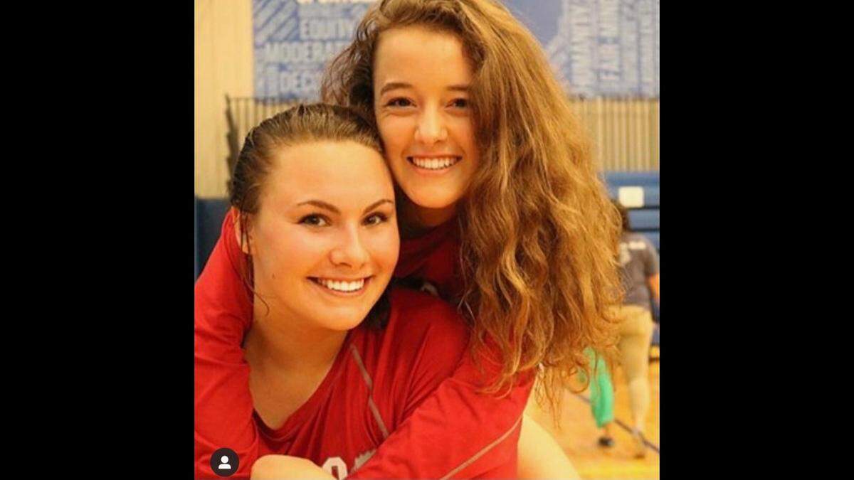 Dallas Stoller, left, gives Alyson Hay a piggyback ride back when they were students at Orangeburg Preparatory School in Orangeburg, South Carolina. The two became inseparable starting in seventh grade.
