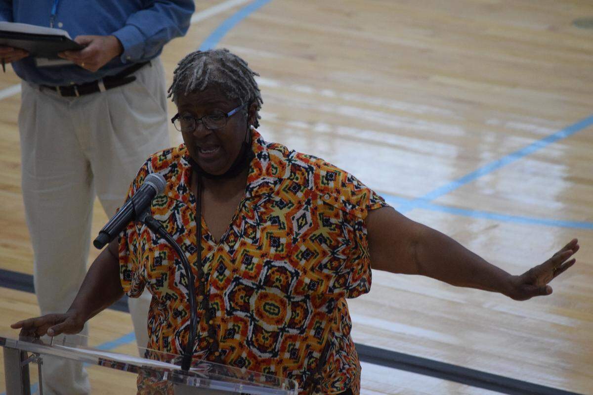 Belinda Stewart Young, a native islander who lives in Stoney, speaks during the U.S. 278 public hearing on Hilton Head Island on Thursday, July 22, 2021.