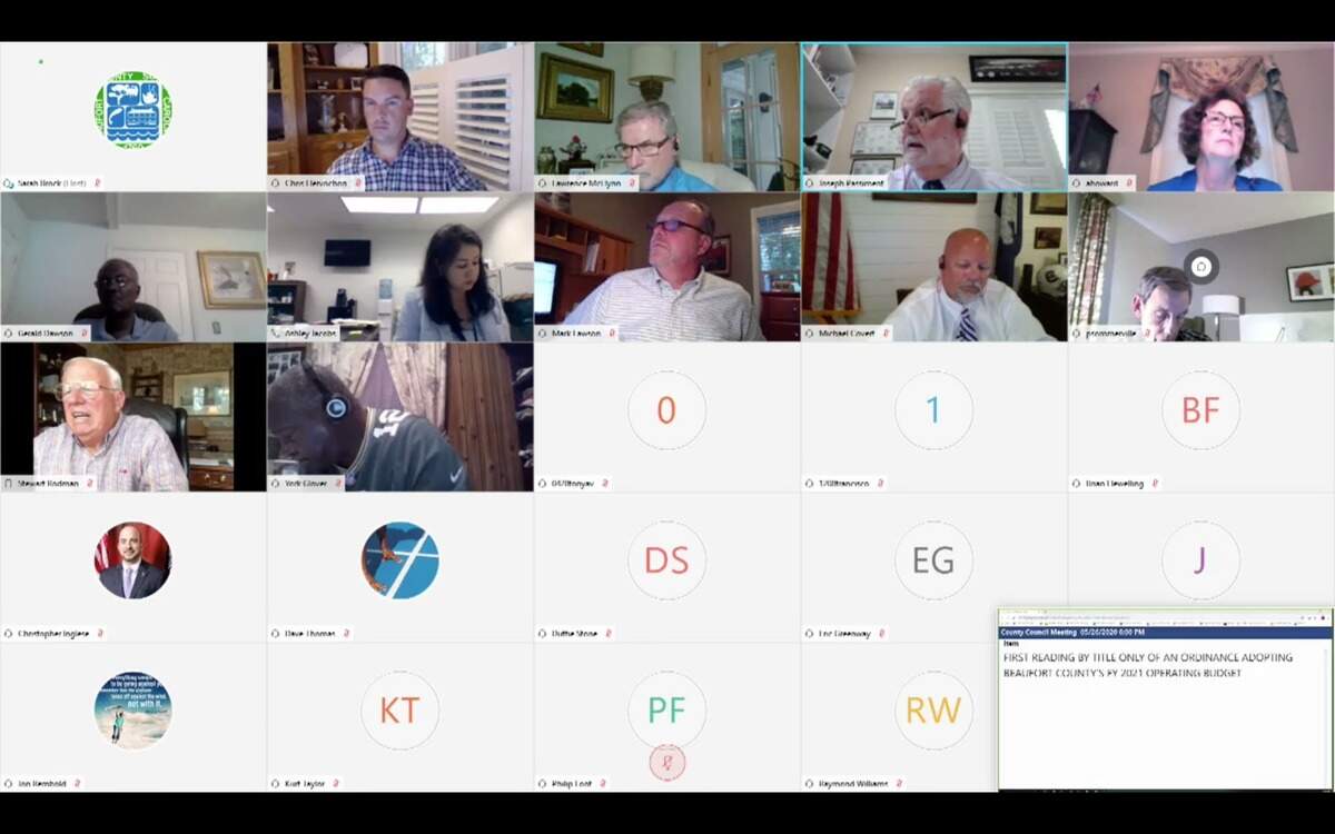A screenshot of Tuesday’s Beaufort County Council virtual meeting.